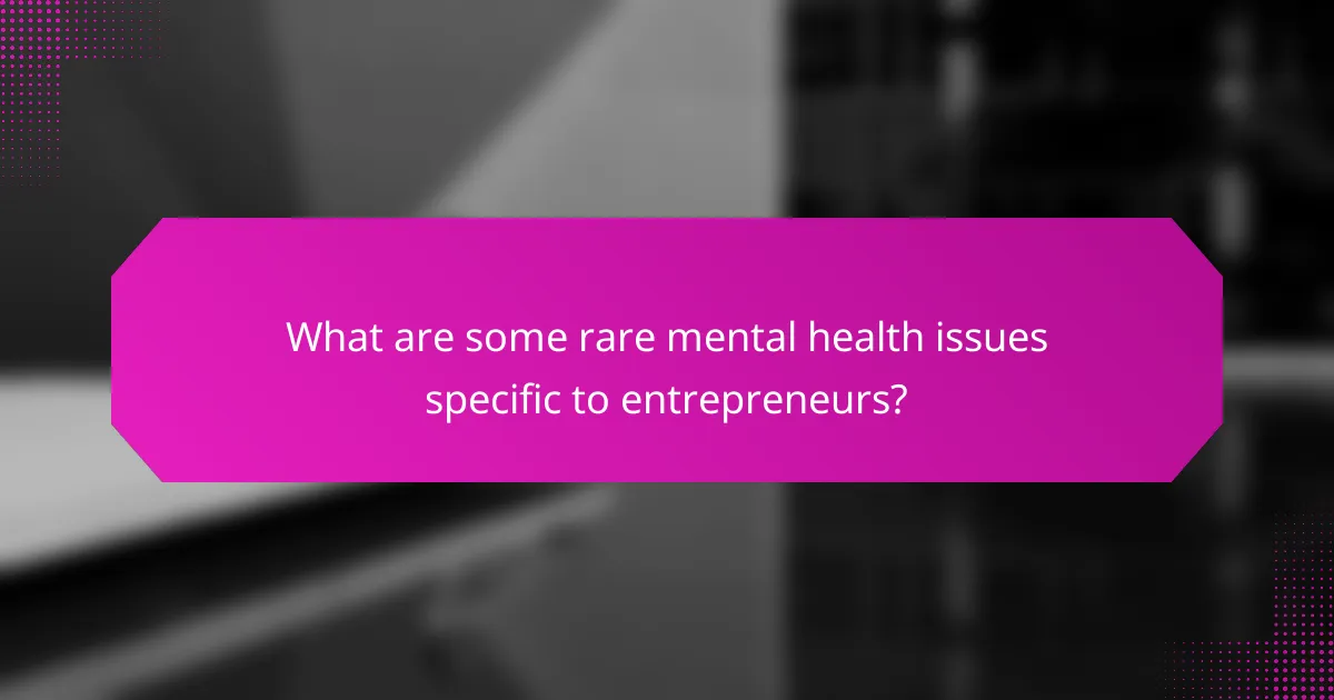 What are some rare mental health issues specific to entrepreneurs?