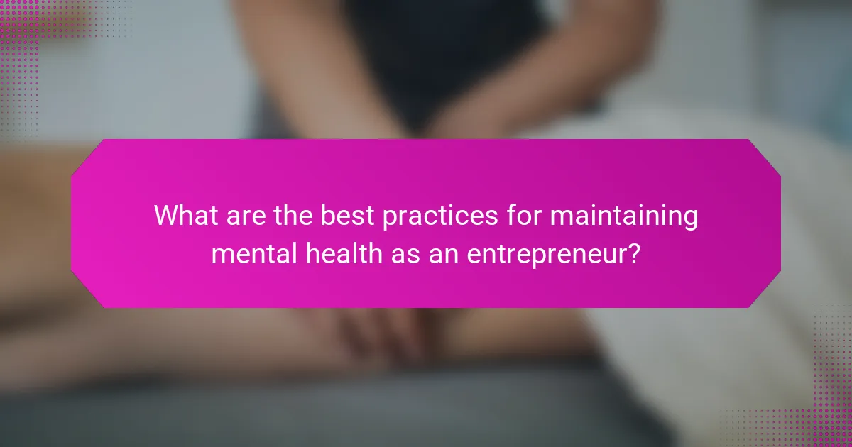 What are the best practices for maintaining mental health as an entrepreneur?