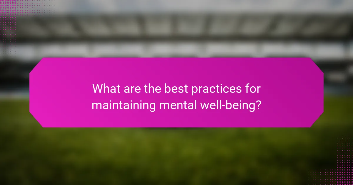 What are the best practices for maintaining mental well-being?