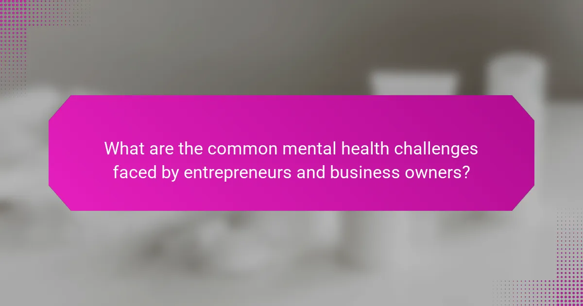 What are the common mental health challenges faced by entrepreneurs and business owners?