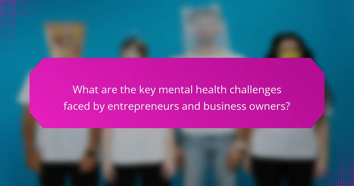 What are the key mental health challenges faced by entrepreneurs and business owners?
