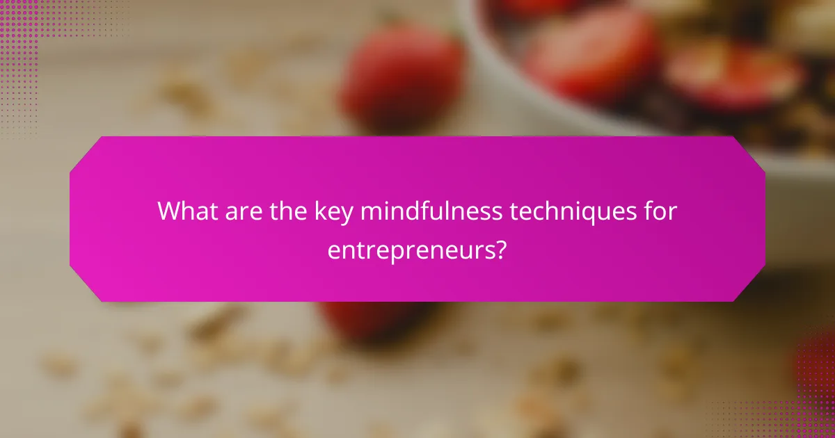 What are the key mindfulness techniques for entrepreneurs?