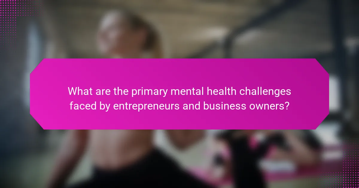 What are the primary mental health challenges faced by entrepreneurs and business owners?