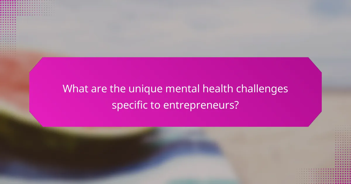 What are the unique mental health challenges specific to entrepreneurs?