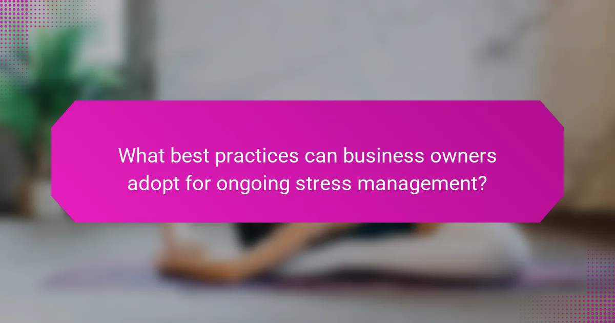 What best practices can business owners adopt for ongoing stress management?