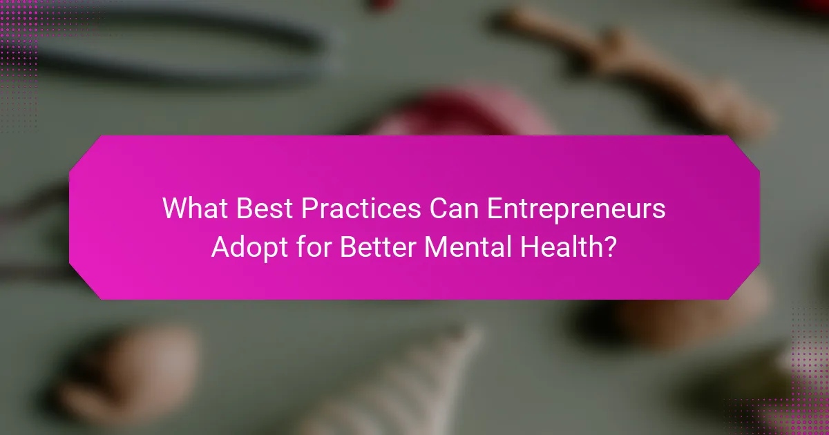 What Best Practices Can Entrepreneurs Adopt for Better Mental Health?