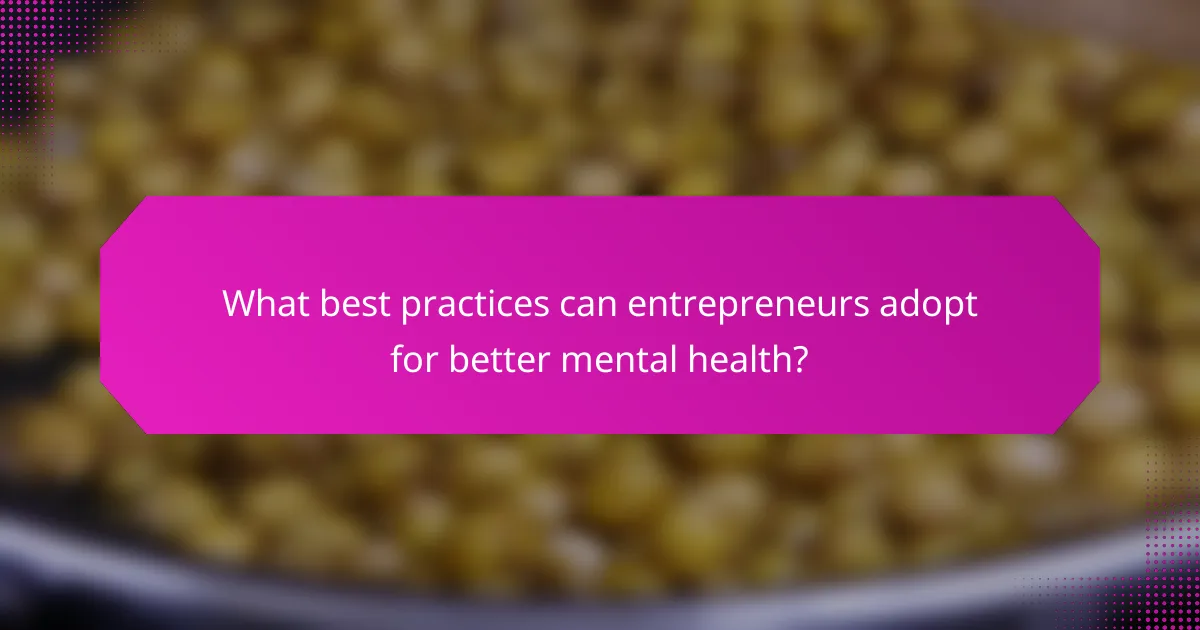 What best practices can entrepreneurs adopt for better mental health?
