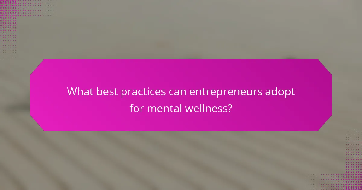What best practices can entrepreneurs adopt for mental wellness?