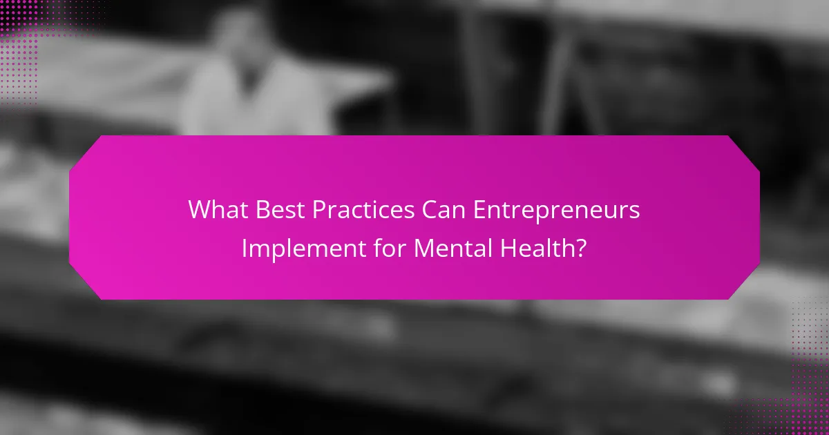 What Best Practices Can Entrepreneurs Implement for Mental Health?