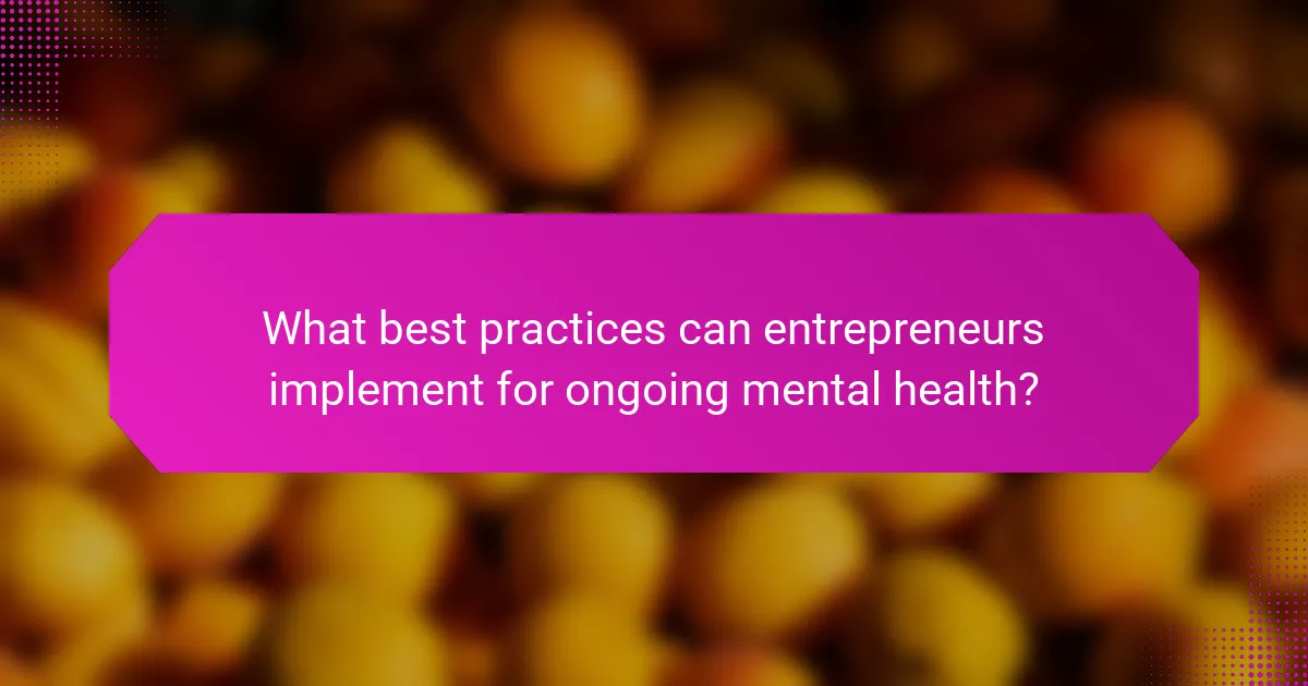 What best practices can entrepreneurs implement for ongoing mental health?