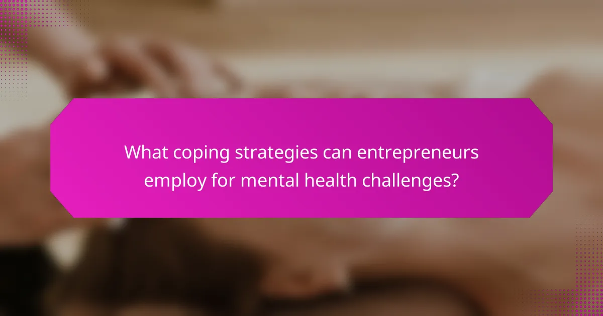 What coping strategies can entrepreneurs employ for mental health challenges?