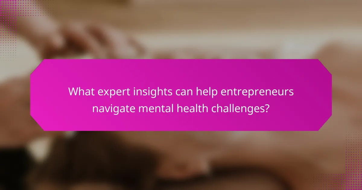 What expert insights can help entrepreneurs navigate mental health challenges?