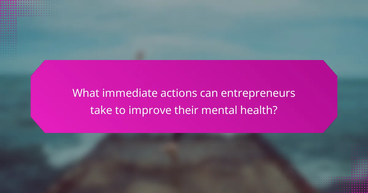 What immediate actions can entrepreneurs take to improve their mental health?