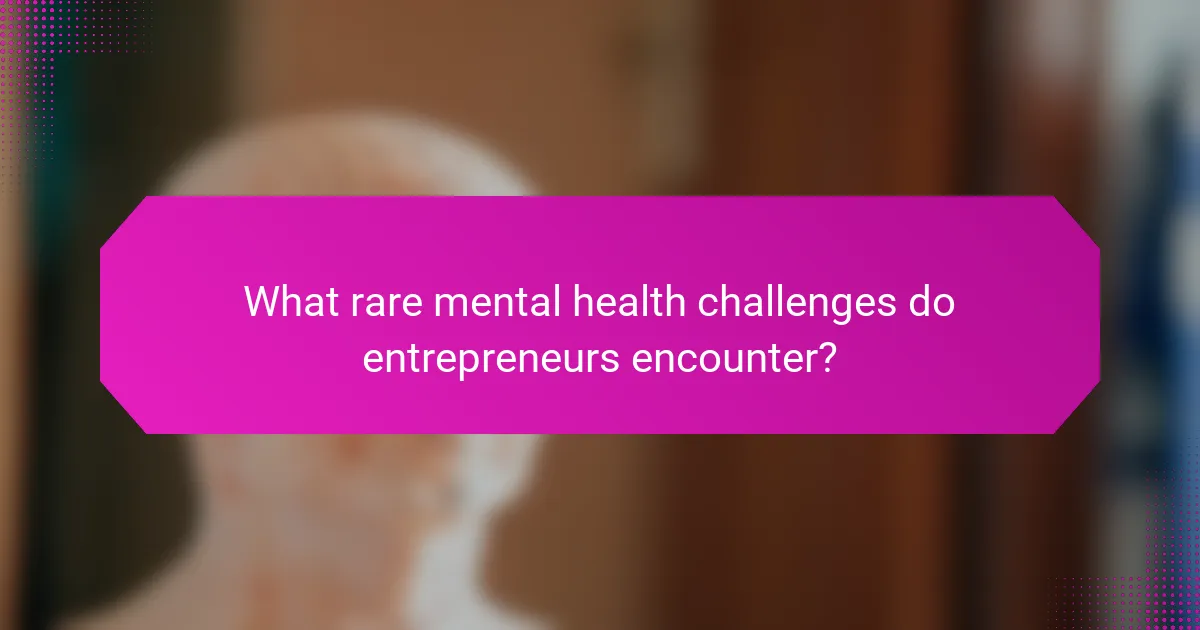What rare mental health challenges do entrepreneurs encounter?