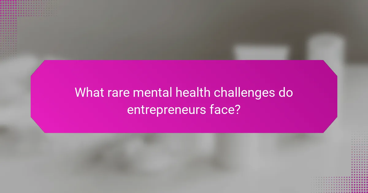 What rare mental health challenges do entrepreneurs face?