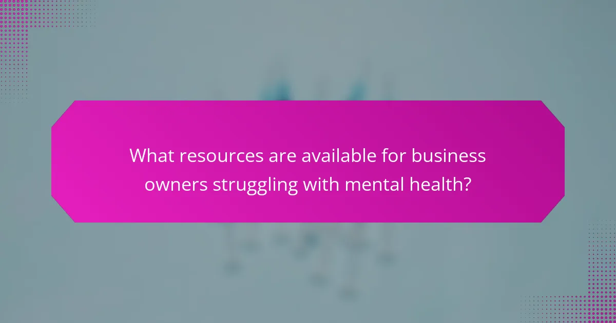 What resources are available for business owners struggling with mental health?