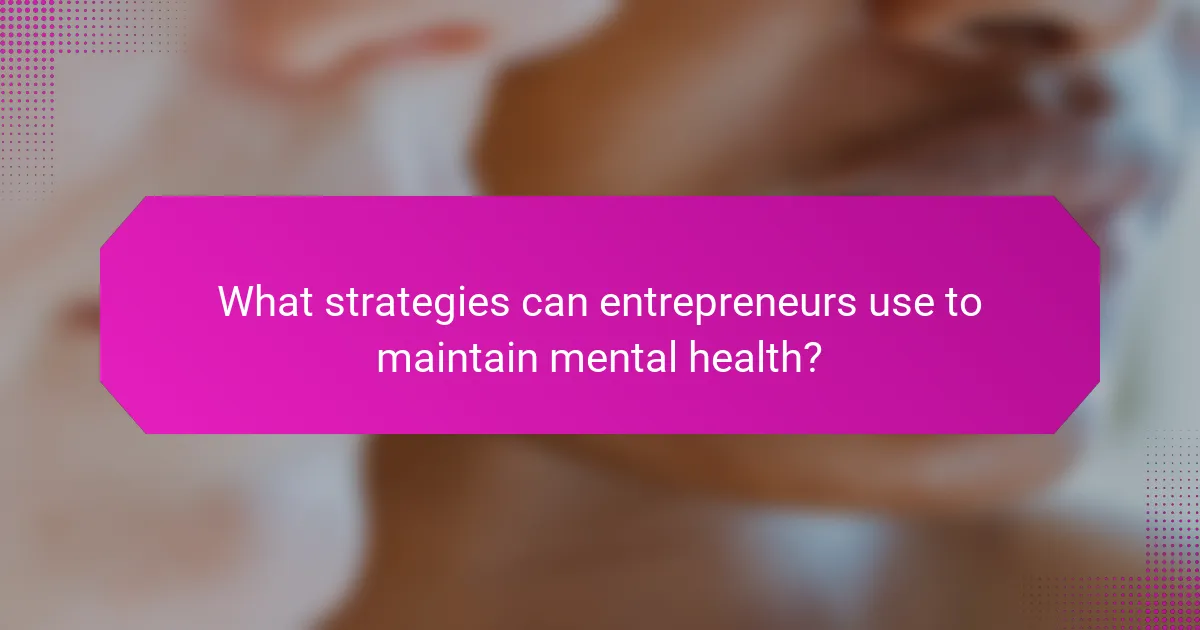 What strategies can entrepreneurs use to maintain mental health?