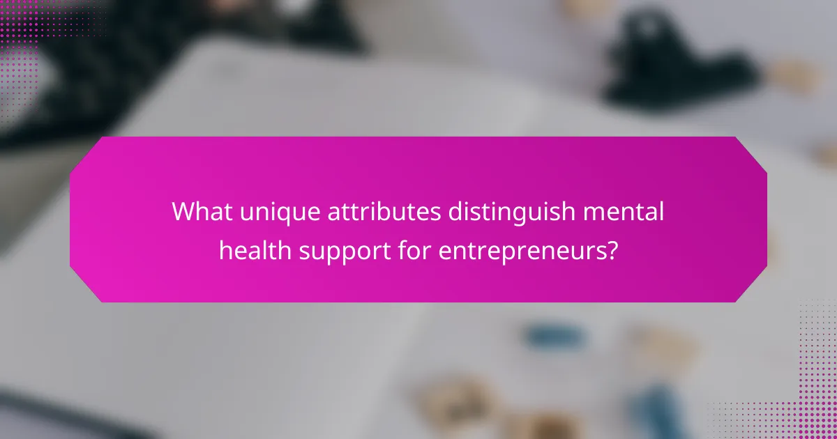 What unique attributes distinguish mental health support for entrepreneurs?