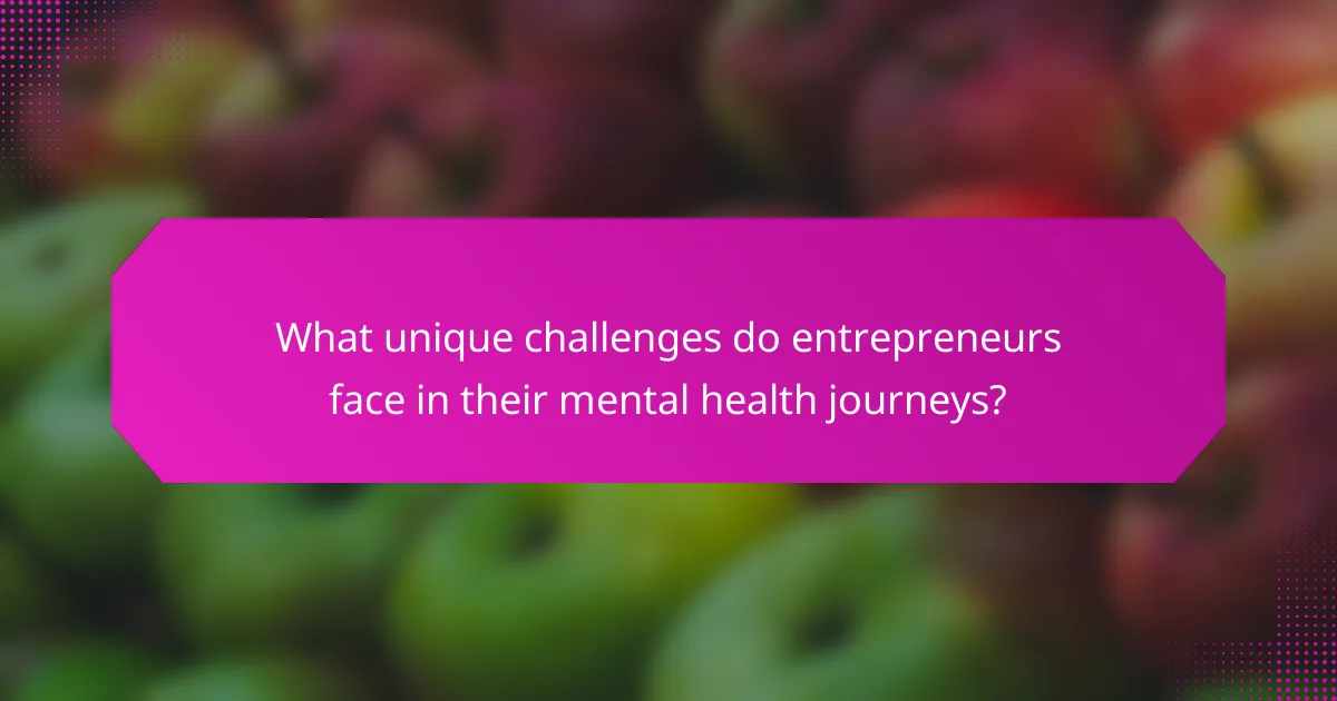 What unique challenges do entrepreneurs face in their mental health journeys?