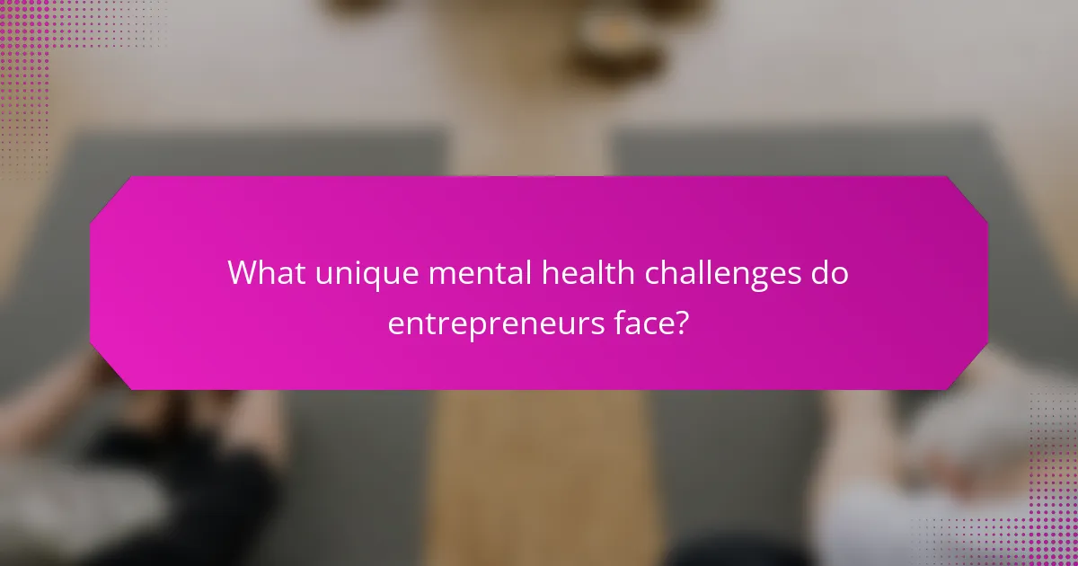 What unique mental health challenges do entrepreneurs face?