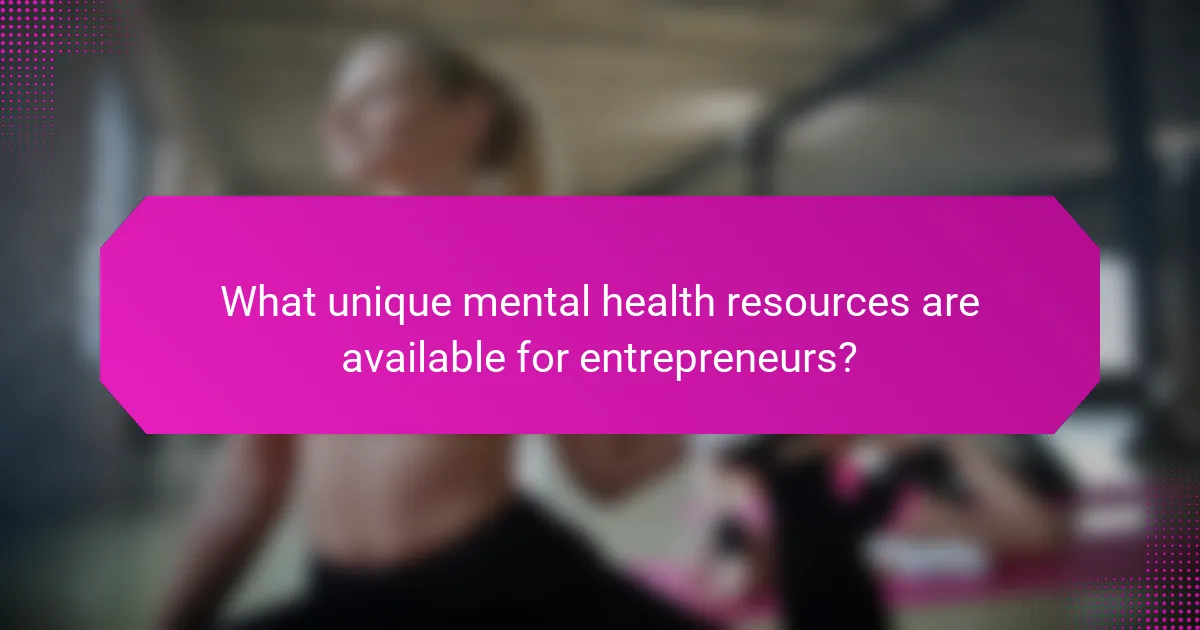 What unique mental health resources are available for entrepreneurs?