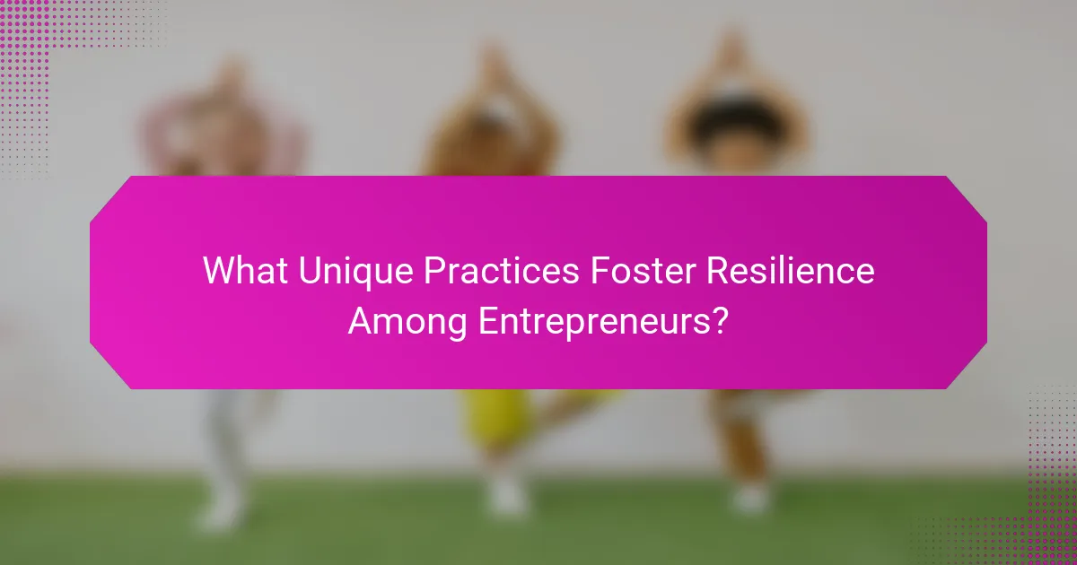 What Unique Practices Foster Resilience Among Entrepreneurs?