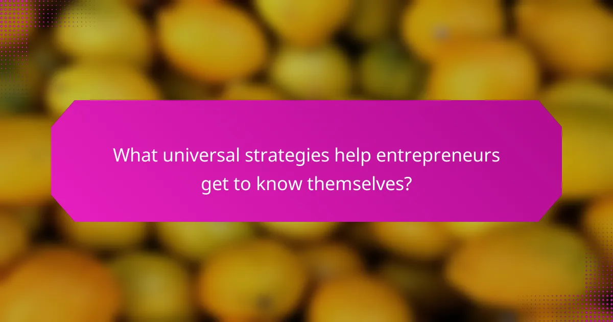 What universal strategies help entrepreneurs get to know themselves?